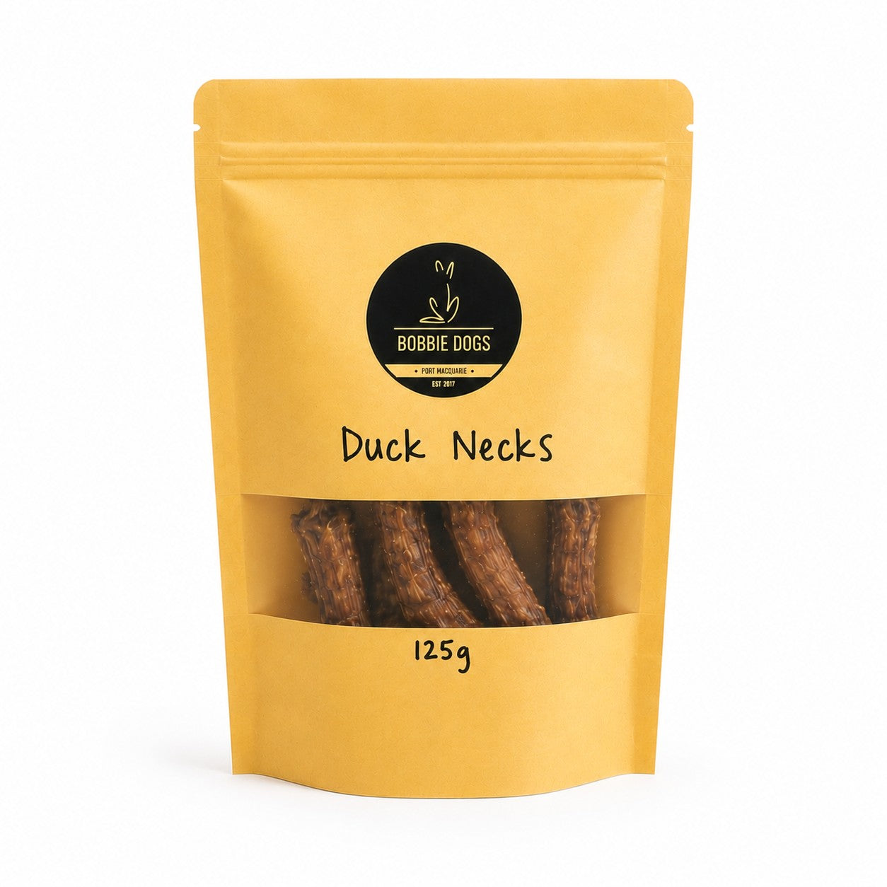 Duck necks natural dog treats 125g pouch